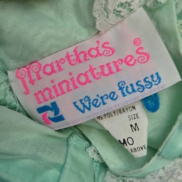 Martha's Miniatures Vintage Size 9-12Mo 80s Fussy Dress Girls Sheer Lace Bell Pa - Picture 7 of 9